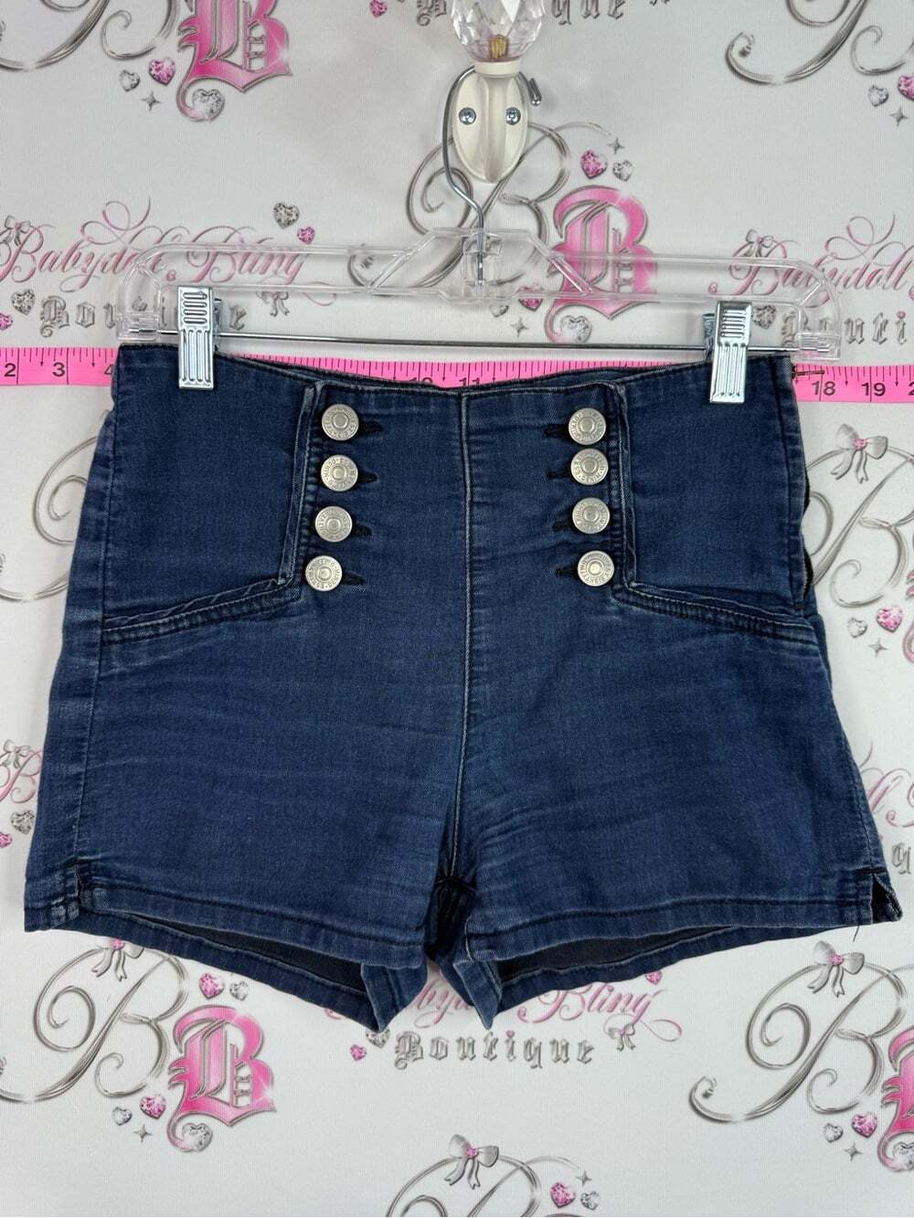 Ardene shorts nautical dark Blue High-Waist Sailor Denim Shorts